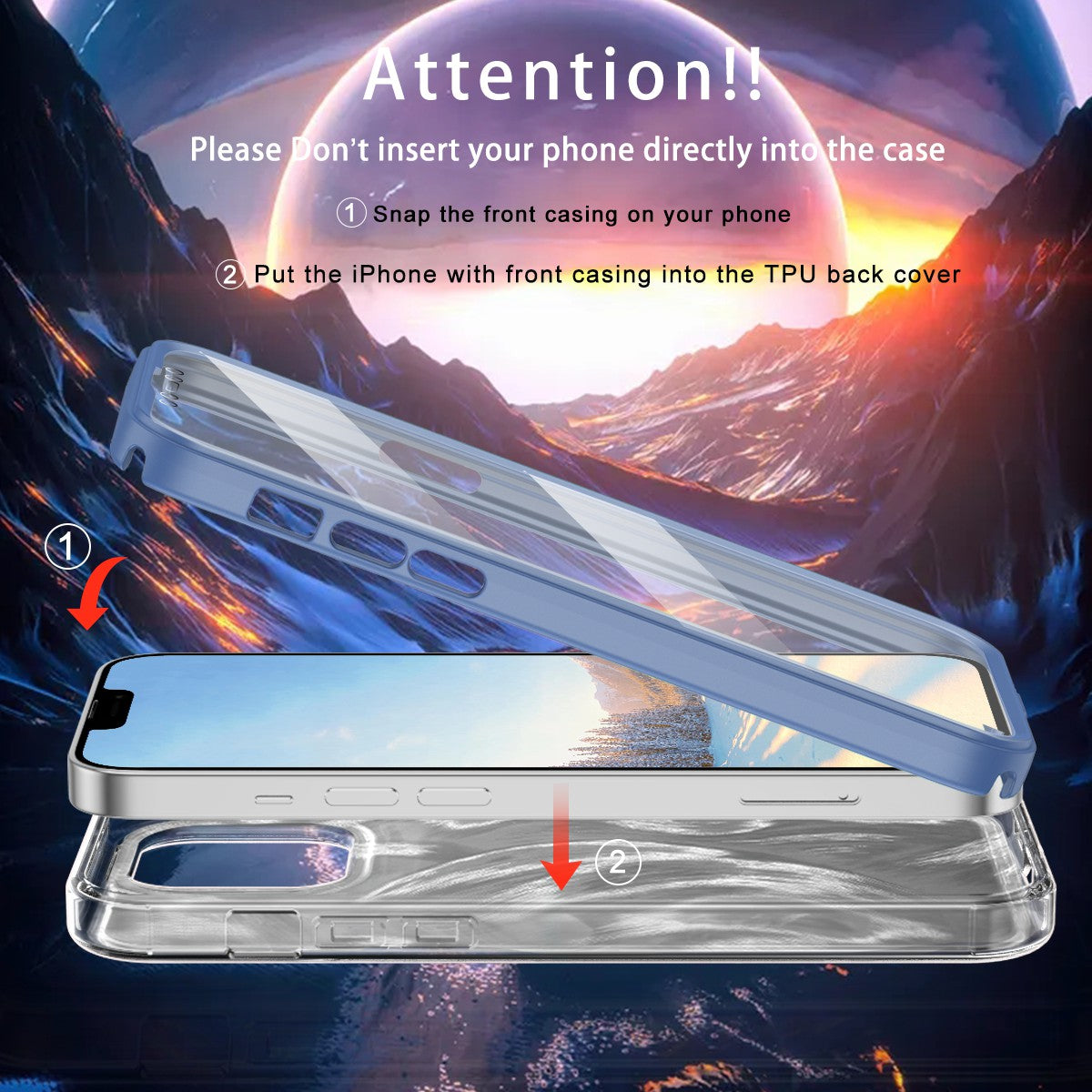 For iPhone 12 / 12 Pro Gradient Case PC+TPU Phone Cover with PET Screen Protector For iPhone 12 / 12 Pro Gradient Case PC+TPU Phone Cover with PET Screen Protector